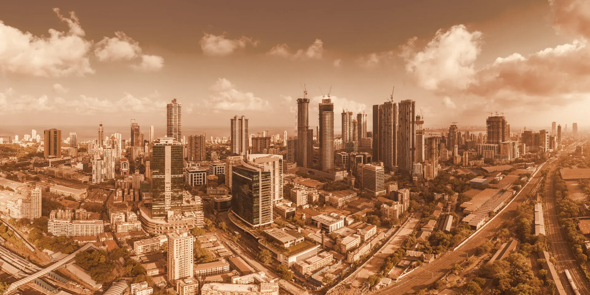 Panoramic view of the Lower Parel skyline in Mumbai